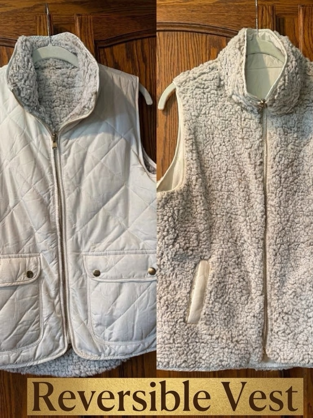 Like New! Thread & Supply Reversible Fuzzy Sherpa & Quilted Puffer Vest, Size M